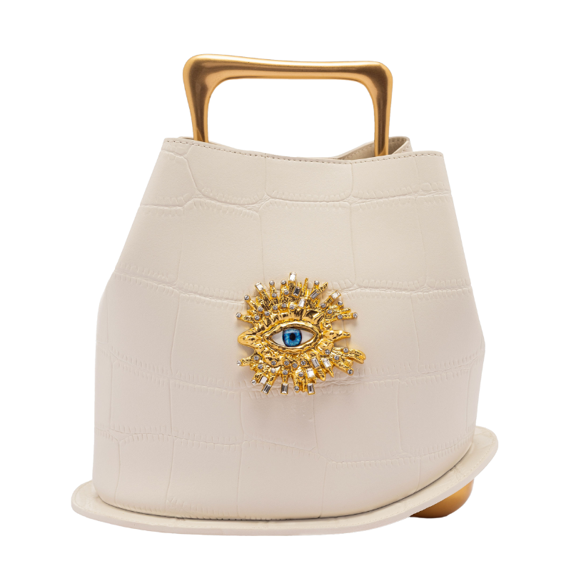 GUARDIAN GAZE – WHITE WITH CROCODILE PRINT ON GOLD