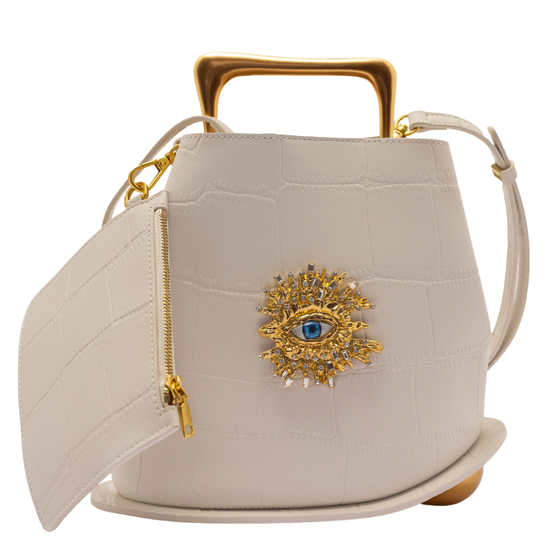 GUARDIAN GAZE – WHITE WITH CROCODILE PRINT ON GOLD - Image 3